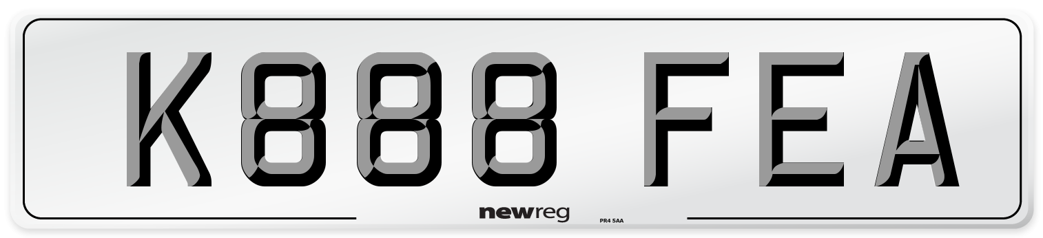 K888 FEA Number Plate from New Reg